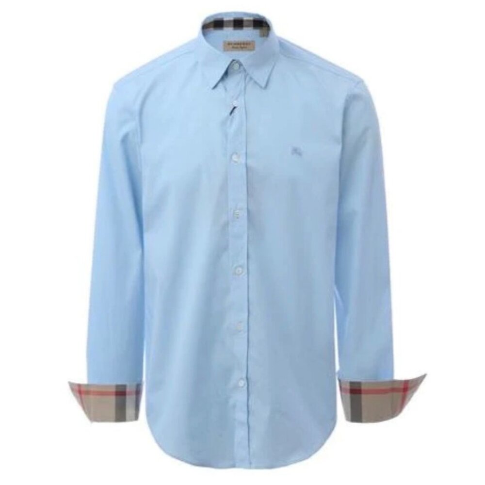 Burberry Men’s Cambridge Slim-Fit Stretch-Cotton Sport Shirt Pale Blue XL